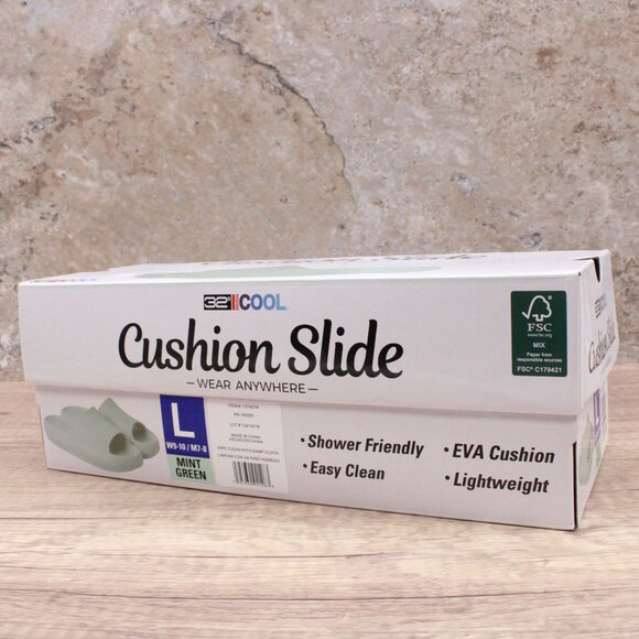 32 Degrees Cool Cushion Slides Unisex Large L Green Mint Comfortable Summer NIB - Picture 2 of 10